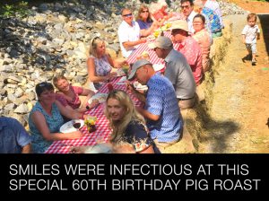 Smiles were infectious at this special 60th birthday pig roast celebration.