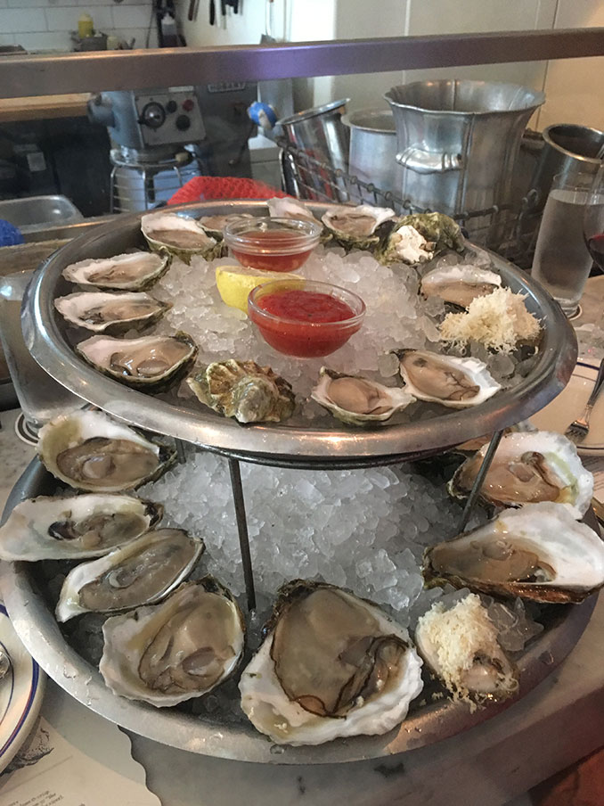 Richard's oysters were on top; mine on bottom