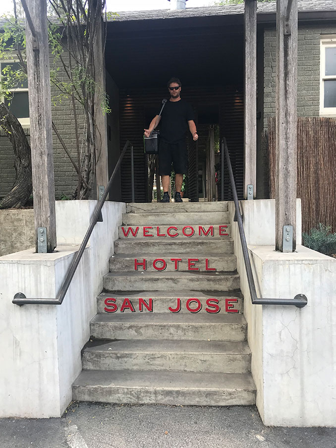 I'm walking into the Hotel San Jose