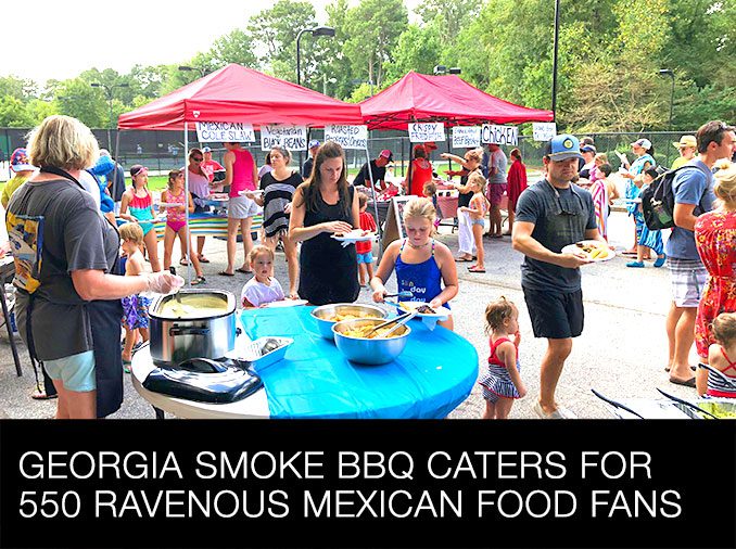 Georgia Smoke BBQ Caters a Mexican Themed BBQ for 550 at the Briarcliff Woods Beach Club Labor Day Party Georgia Smoke BBQ is the Best Atlanta BBQ Catering Company. We Love BBQ