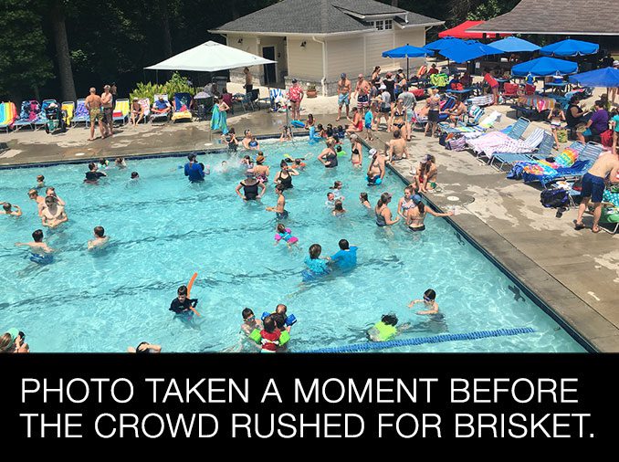 Photo taken a moment before the crowd rushed for brisket.