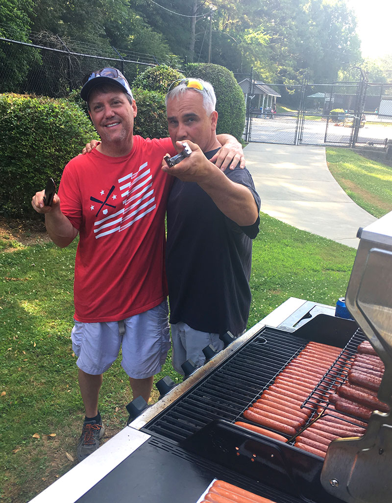 Two hot dogs grilled 400 hot dogs.